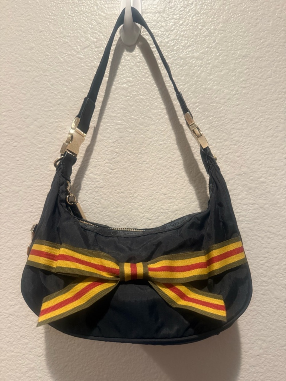 L.A.M.B Gwen Stefani small Black Rasta hobo shoulder bag y2k excellent cond Bow